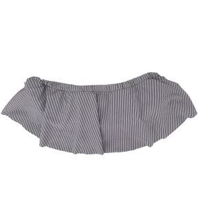 Strapless Ruffle Bikini Top Womens Size L Merona White Black Pin Striped Preppy